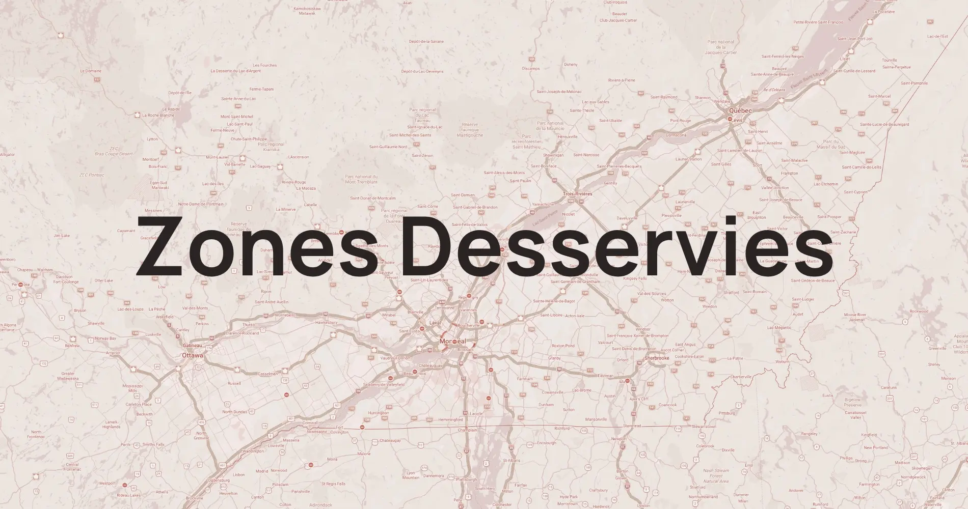 Carte des six régions desservies par Metriqa au Québec